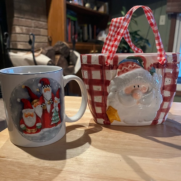 Santa coffee mug and Santa ceramic dish use for candy or other items. - Picture 1 of 2